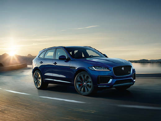 Jaguar F Pace in blue.