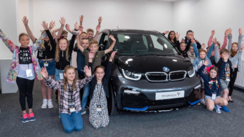 Children With BMW i3 at Pendragon HQ